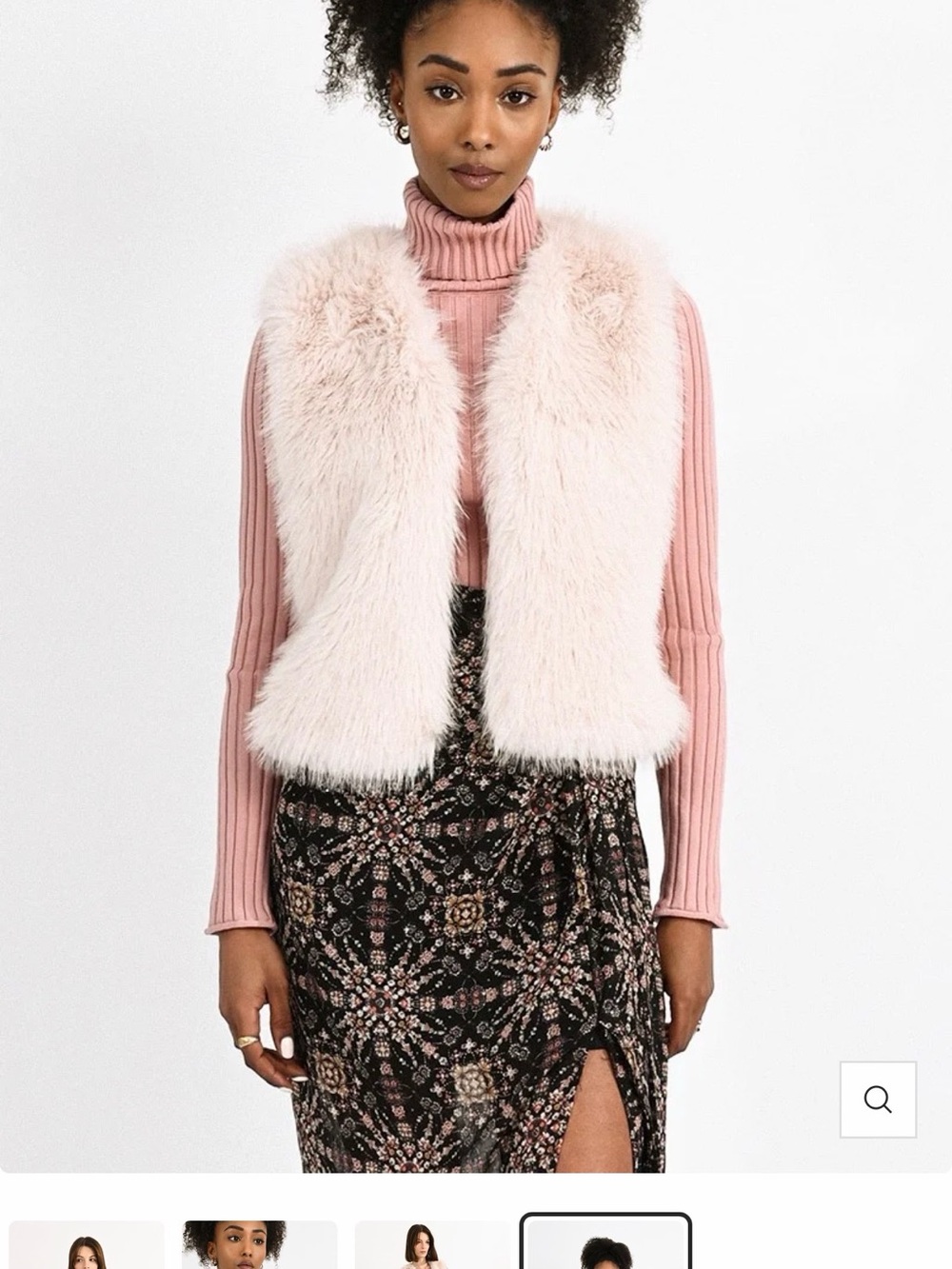 Molly Bracken Faux Fur Vest Cream Outer and Pink Lining Size Med